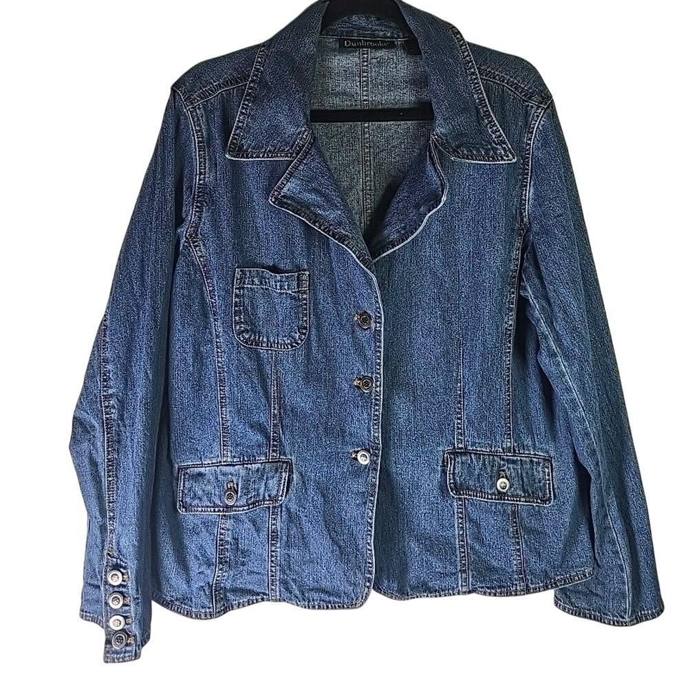 Vintage Jean Jacket Womens XL Dunbrooke Denim Farmhouse Casual Light Weight Prep